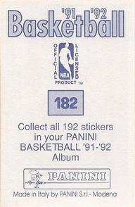 1991-92 Panini Stickers #182 Felton Spencer Back