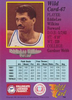 1991-92 Wild Card #67 Eddie Lee Wilkins Back