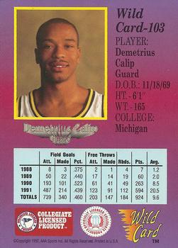 1991-92 Wild Card #103 Demetrius Calip Back