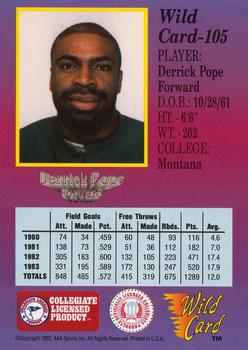 1991-92 Wild Card #105 Derrick Pope Back