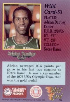 1991-92 Wild Card #53 Adrian Dantley Back