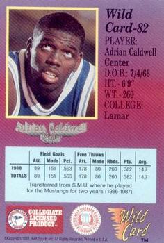 1991-92 Wild Card #82 Adrian Caldwell Back