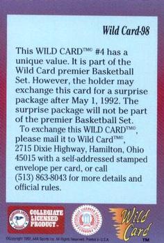 1991-92 Wild Card #98 Surprise Card #4 Back