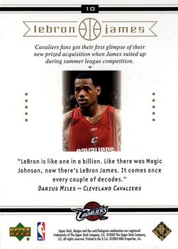 2003 Upper Deck LeBron James Box Set #10 LeBron James Back
