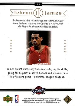 2003 Upper Deck LeBron James Box Set #11 LeBron James Back