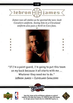 2003 Upper Deck LeBron James Box Set #12 LeBron James Back