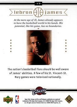 2003 Upper Deck LeBron James Box Set #17 LeBron James Back
