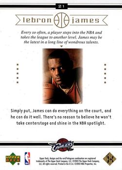 2003 Upper Deck LeBron James Box Set #21 LeBron James Back