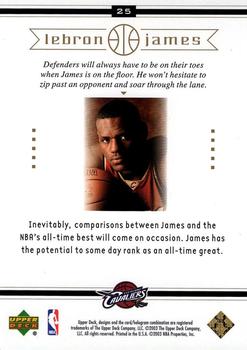 2003 Upper Deck LeBron James Box Set #25 LeBron James Back