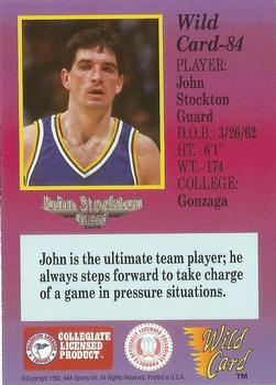 1991-92 Wild Card - 1000 Stripe #84 John Stockton Back