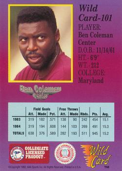 1991-92 Wild Card - 1000 Stripe #101 Ben Coleman Back