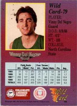 1991-92 Wild Card - 100 Stripe #79 Vinny Del Negro Back
