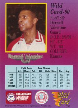 1991-92 Wild Card - 100 Stripe #90 Darnell Valentine Back