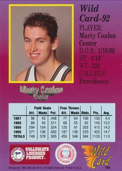 1991-92 Wild Card - 100 Stripe #92 Marty Conlon Back