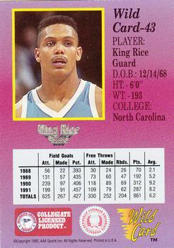 1991-92 Wild Card - 10 Stripe #43 King Rice Back
