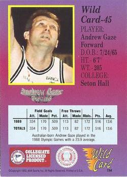 1991-92 Wild Card - 10 Stripe #45 Andrew Gaze Back