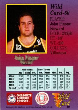 1991-92 Wild Card - 10 Stripe #60 John Pinone Back