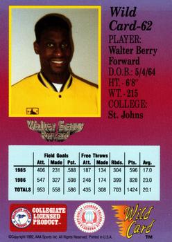 1991-92 Wild Card - 10 Stripe #62 Walter Berry Back