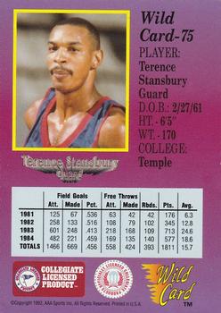 1991-92 Wild Card - 10 Stripe #75 Terence Stansbury Back