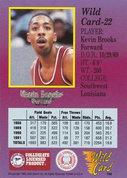 1991-92 Wild Card - 20 Stripe #22 Kevin Brooks Back