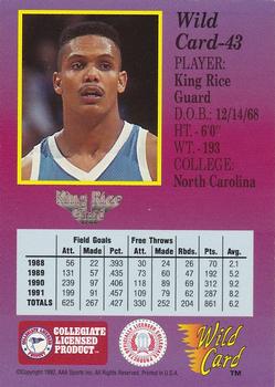 1991-92 Wild Card - 20 Stripe #43 King Rice Back