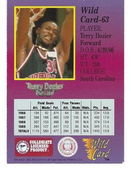 1991-92 Wild Card - 20 Stripe #63 Terry Dozier Back