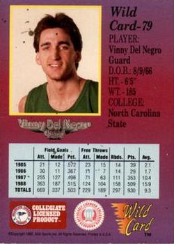 1991-92 Wild Card - 20 Stripe #79 Vinny Del Negro Back