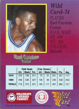 1991-92 Wild Card - 50 Stripe #74 Earl Cureton Back