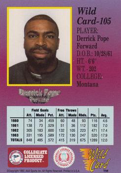 1991-92 Wild Card - 50 Stripe #105 Derrick Pope Back