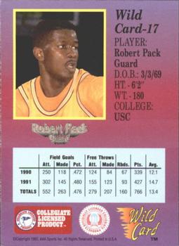 1991-92 Wild Card - 5 Stripe #17 Robert Pack Back
