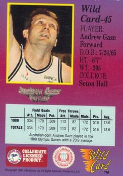 1991-92 Wild Card - 5 Stripe #45 Andrew Gaze Back