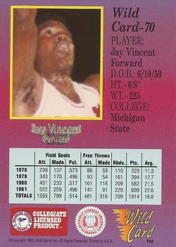 1991-92 Wild Card - 5 Stripe #70 Jay Vincent Back