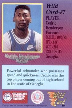 1991-92 Wild Card - 5 Stripe #87 Cedric Henderson Back