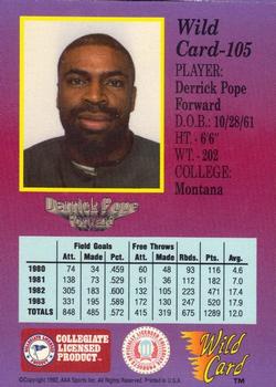 1991-92 Wild Card - 5 Stripe #105 Derrick Pope Back