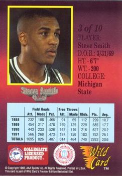 1991-92 Wild Card - Red Hot Rookies #3 Steve Smith Back
