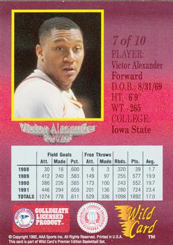 1991-92 Wild Card - Red Hot Rookies #7 Victor Alexander Back