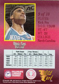 1991-92 Wild Card - Red Hot Rookies #9 Rick Fox Back