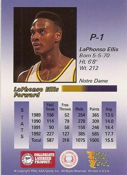 1991-92 Wild Card - 1992-93 Wild Card Prototypes #P-1 LaPhonso Ellis Back