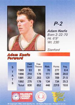 1991-92 Wild Card - 1992-93 Wild Card Prototypes #P-2 Adam Keefe Back