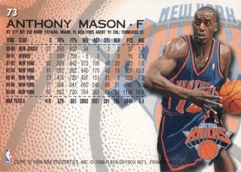 1996-97 Fleer European #73 Anthony Mason Back