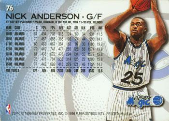 1996-97 Fleer European #76 Nick Anderson Back