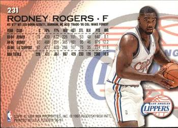 1996-97 Fleer European #231 Rodney Rogers Back