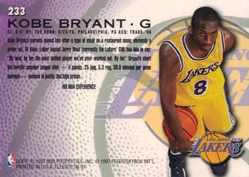 1996-97 Fleer European #233 Kobe Bryant Back