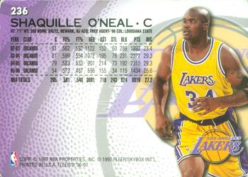 1996-97 Fleer European #236 Shaquille O'Neal Back