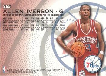 1996-97 Fleer European #265 Allen Iverson Back