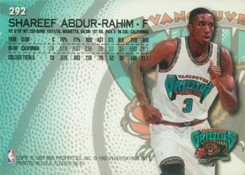 1996-97 Fleer European #292 Shareef Abdur-Rahim Back