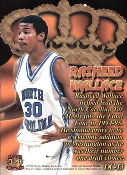1995 Pacific Prisms - Gold Crown Die Cuts #DC-13 Rasheed Wallace Back
