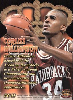 1995 Pacific Prisms - Gold Crown Die Cuts #DC-15 Corliss Williamson Back