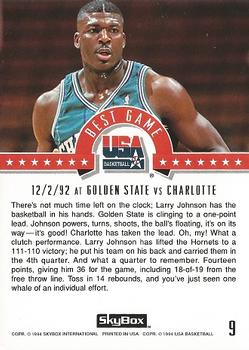 1994 SkyBox USA #9 Larry Johnson Back