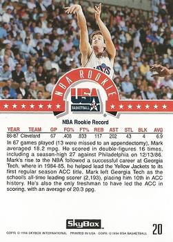 1994 SkyBox USA #20 Mark Price Back